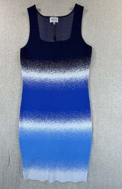 Milly Women's Medium Blue NWT Gradient Stripe Sleeveless Bodycon Beach Dress
